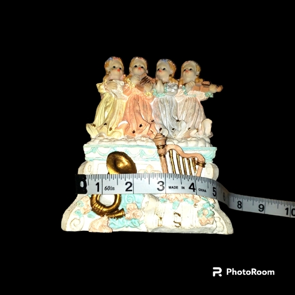 Vintage 4 Angel Flower Choir Girls Ceramic Music Box Figurine - Picture 9 of 10